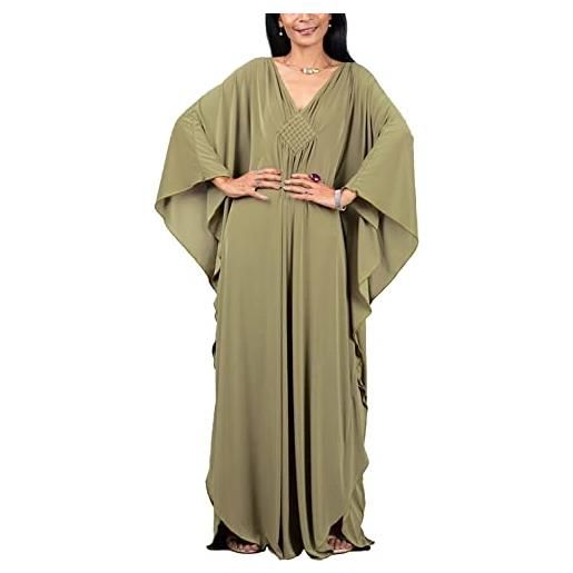 Youkd - maxi abito lungo da donna, caffettano in stile bohémien, da spiaggia, copricostume da bagno, taglia unica, abbigliamento comodo, b blu rosso, taglia unica