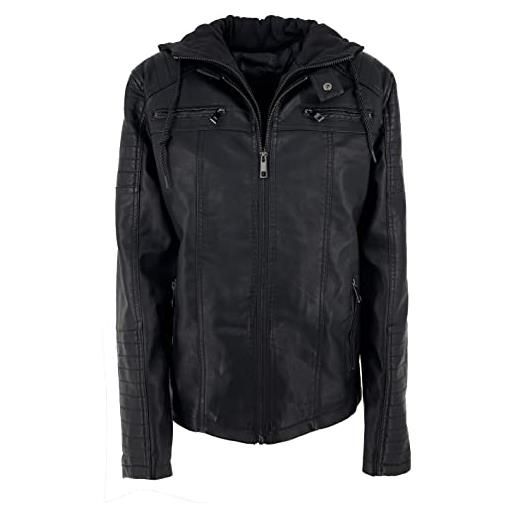 Laphilo giacca in ecopelle uomo con cappuccio rimovibile (cod. 3777) (xl, nero)