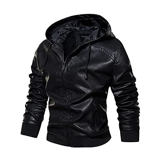 Kobilee giubbotto in finta pelle da uomo classico biker impermeabile invernale giubbino cerniera cappotto giacca pelle giacca militare slim fit 4 stagioni casual con colletto bomber giacca moto