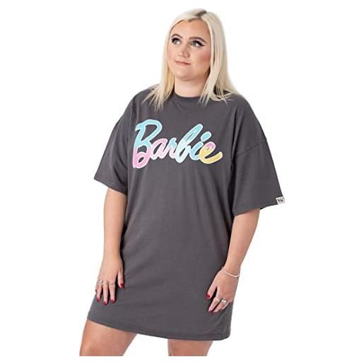 Barbie oversize t-shirt abito donna | abbigliamento a maniche corte con logo arcobaleno pastello per adulti | regali grigio antracite