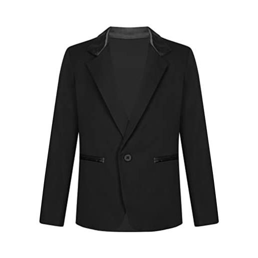 YiZYiF ragazzi giacca blazer gentleman tuxedo smoking giacca abito per bambini cappotto occasione abito per matrimonio festa di compleanno parata nero 11-12 anni