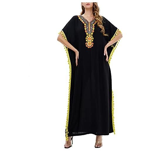 kewing abito musulmano donna - abiti maxi caftano manica corta abito islamico eid mubarak abaya abito etnico marocchino