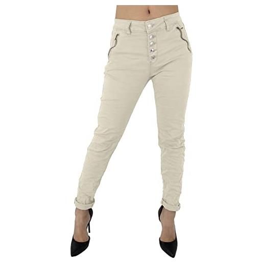 Sexy Woman pantalone donna in cotone elasticizzato (cod. H600) (xl, beige)