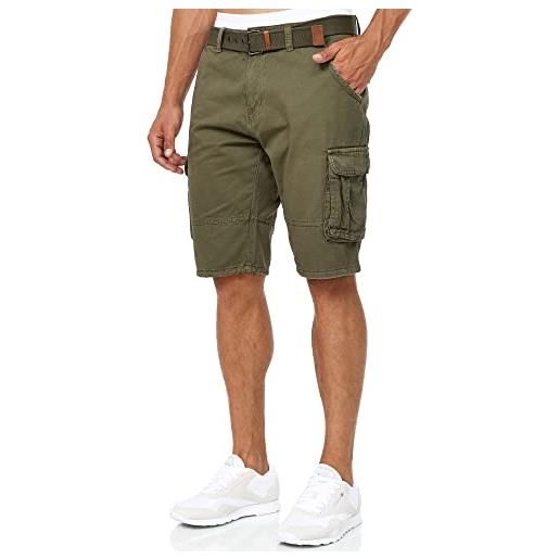 Indicode uomini monroe cargo shorts | bermuda pantaloncini cargo inclusa cintura in cotone iron check l