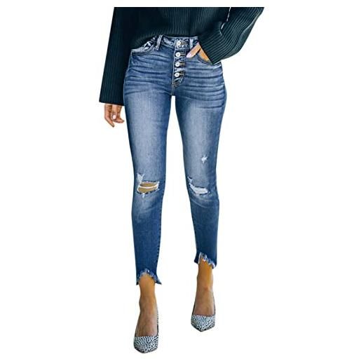 NOAGENJT jeans donna larghi vita bassa pantaloni invernali da donna caldi in cotone pantaloni pantaloni donna comodi eleganti jeans neri strappati donna coulisse blu scuro #6 24.99
