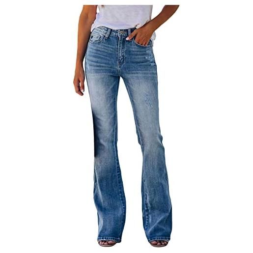 NOAGENJT jeans donna larghi strappati pantaloni donna invernali caldi pantaloni donna comodi da casa jeans strappati donna vita bassa bottoni blu scuro #6 25.99
