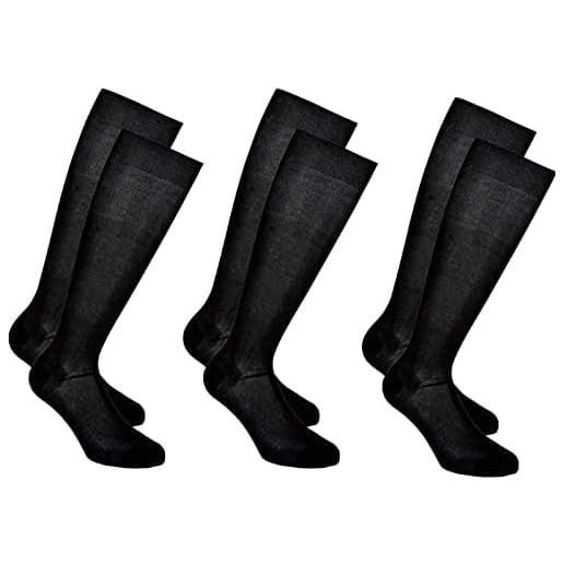 Infinity 12 paia calze lunghe uomo in 100% cotone filo di scozia pregiato made in italy (nero 12paia, 45-47)