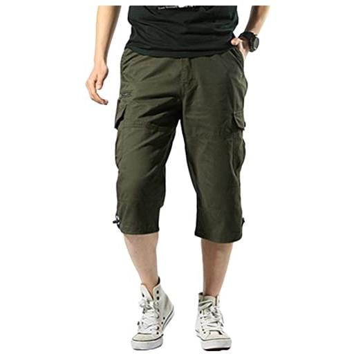 Onsoyours pantaloni corti bermuda cargo pantaloncini uomo 3/4 shorts estivi traspirante con tasche shorts pantaloncini corti da lavoro da uomo a army. Green m