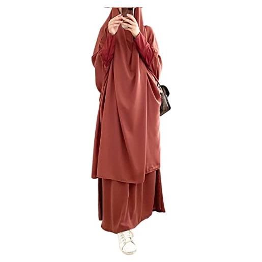 Bohen abito da preghiera musulmano di un pezzo per le donne abito abaya islamico medio oriente dubai turchia maxi abaya kaftan con abito hijab a figura intera bianco, taglia unica