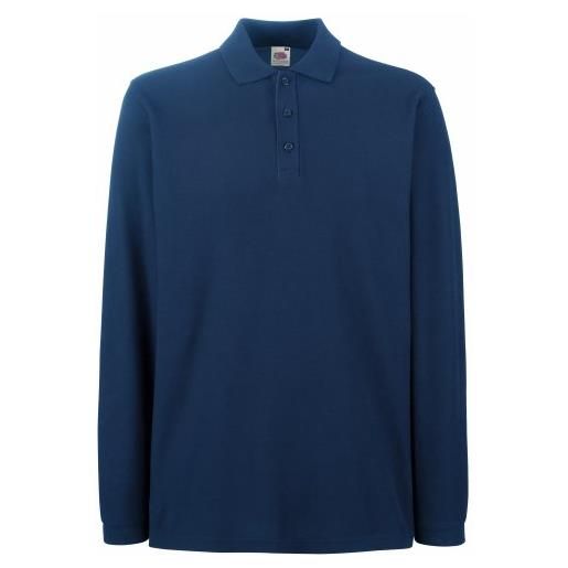 Fruit of the Loom - polo manica lunga - uomo (xxxl) (blu navy)