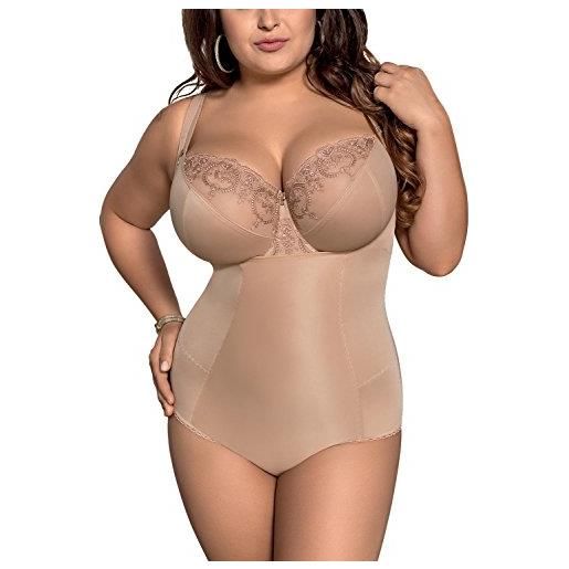 Gorsenia k148 sanremo aderente body snellente uniforme liscio e classico, beige chiaro, l