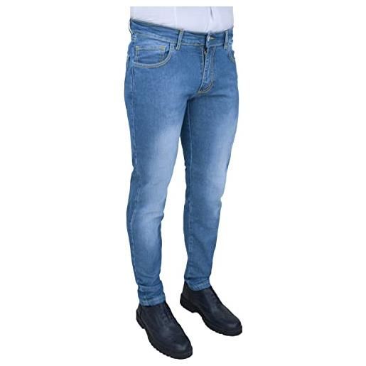 Evoga jeans uomo blu chino's sartoriali denim pantaloni slim fit da 42 a 60 (50, blu lavaggio scuro)