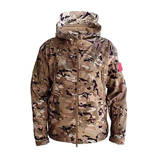 YAOTT antivento impermeabile giacche da sci tattico softshell in pile giacca mimetica militare con cappuccio campeggio d'escursione esterno caldo del rivestimento cappotto camuffare xl