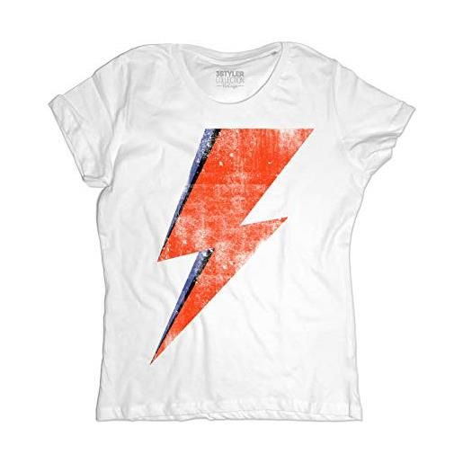 3stylershop t-shirt donna vintage thunder fulmine saetta rossa rebel make-up - cotone organico 140 gr/mq