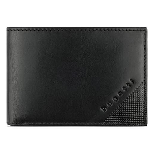 bugatti nobile portafoglio mini in vera pelle - piccolo portafoglio con protezione rfid, nero