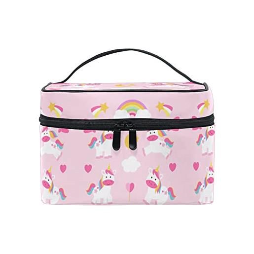 Sawhonn carino unicorno arcobaleno beauty case da viaggio donna cosmetici borsa trucchi make up trucco borse makeup organizzatore ragazza