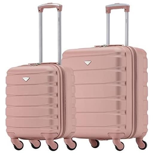 Flight Knight suitcase set of 2 lightweight 4 wheel abs hard case cabin carry on hand luggage - easy. Jet maximum size for overhead cabin & under seat carry-on - 45x36x20cm & 56x45x25cm