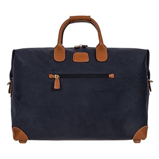 Bric's holdall collezione life, borsa da viaggio con tracolla e spallacci di appoggio per valigia, lucchetto tsa integrato, pvc, dimensione 43x28x19 cm, blue