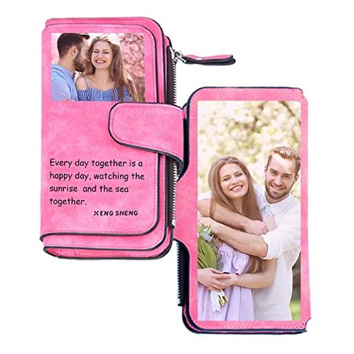 haellerry pochette personalizzata per portafogli con foto da donna, portafogli personalizzati per foto personalizzati regalo per moglie mamma, regali di natale