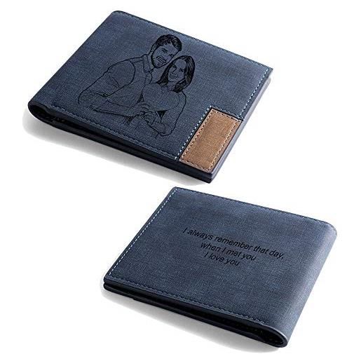 jewelora portafoglio uomo in pelle pu personalizzato portafoglio foto con porta carte di credito per famiglia di papà e marito regali per festa del papà