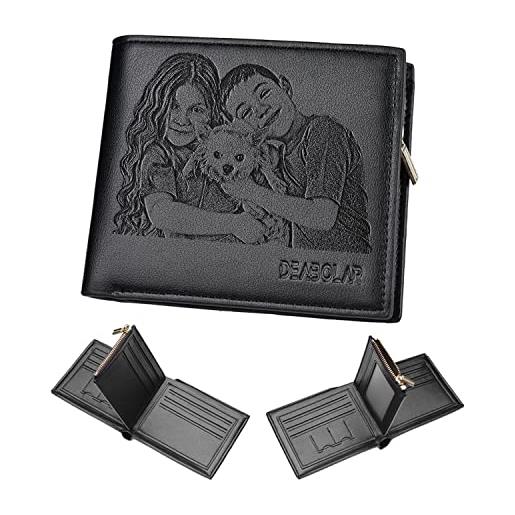 haellerry portafogli personalizzato con foto inciso, portafogli personalizzati con foto per uomo, marito, papà, figlio, regali di natale