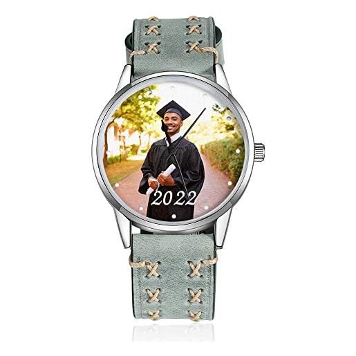 ALBERTBAND orologi da polso con foto personalizzati incidi orologio da polso con il tuo messaggio regalo di laurea per lei lui figlia figlio bff laureato studenti delle scuole medie superiori (#3)