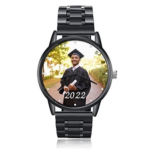 ALBERTBAND orologi da polso con foto personalizzati incidi orologio da polso con il tuo messaggio regalo di laurea per lei lui figlia figlio bff laureato studenti delle scuole medie superiori (#1)