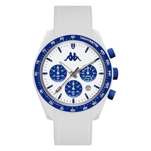 Generico orologio cronografo unisex kappa kw-046 cinturino in silicone bianco cassa 45mm