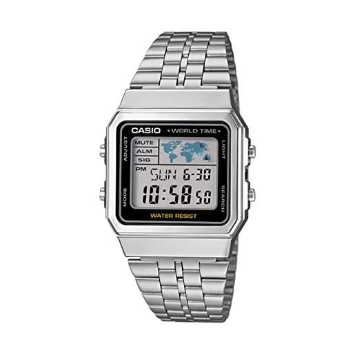 Casio orologio digitale al quarzo unisex con cinturino in acciaio inossidabile a500wa-1d