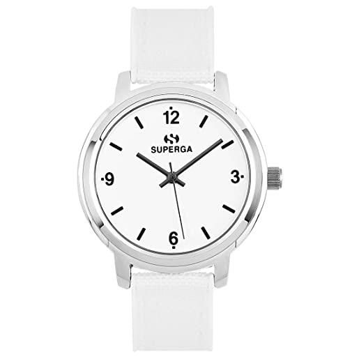 Superga_ superga stc011 - orologio da donna con quadrante analogico, cinturino in nylon, colore bianco