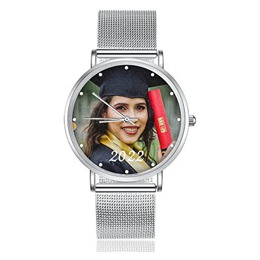 ALBERTBAND orologi da polso con foto personalizzati incidi orologio da polso con il tuo messaggio regalo di laurea per lei lui figlia figlio bff laureato studenti delle scuole medie superiori (#5)