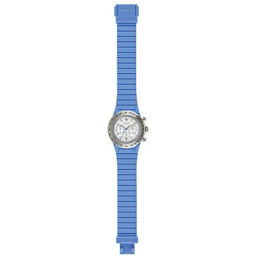 HIP HOP orologio unisex ad chrono 39mm quadrante bianco e cinturino in silicone, metallo blu, movimento chrono quarzo