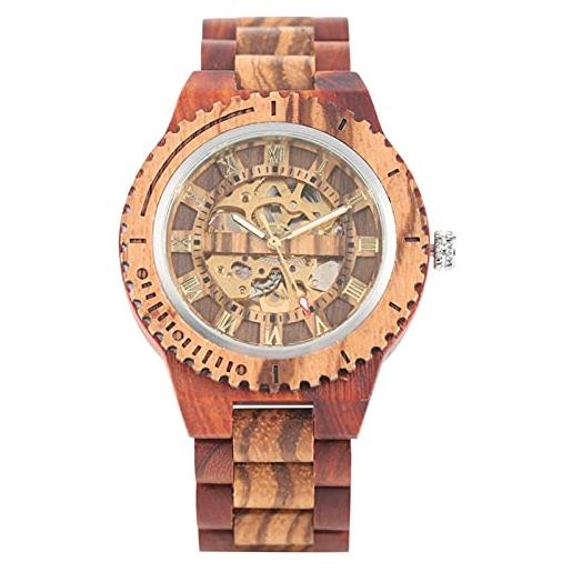 WRVCSS wooden watch mechanical automatic men's hand watch wooden bracelet strap roman numeral display party valentine's day friends holiday gifts gifts red