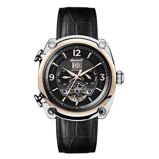 Ingersoll men's the michigan automatic watch with black dial and black leather strap i01102