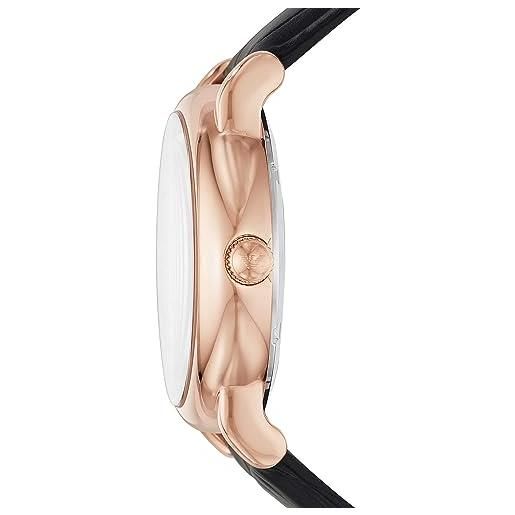 Emporio Armani orologio uomo, movimento automatico, cassa in acciaio inossidabile oro rosa 43 mm con cinturino in pelle, ar60007