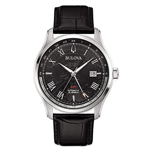 Bulova wilton 96b387 - orologio da polso automatico in acciaio inox con cinturino in vera pelle, cinghie