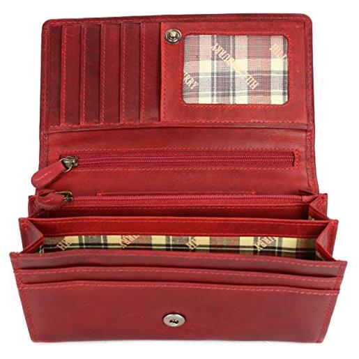 Belli portafoglio da donna vintage di alta qualità, in morbida pelle con rfid, 17,5 x 10 x 3 cm (larghezza x altezza x profondità), colore: rosso, 17,5x10x3cm (b x h x t)