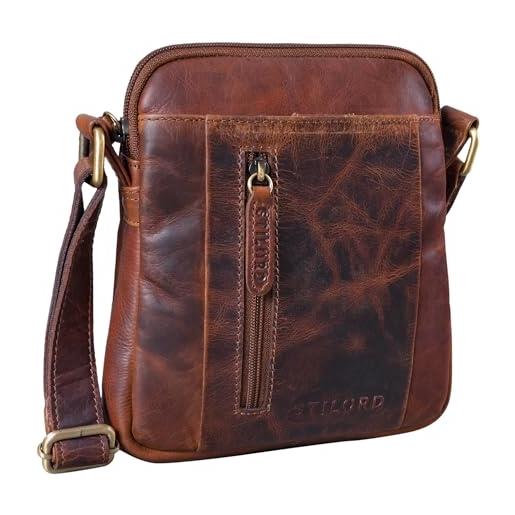 STILORD 'emerson' borsello a mano uomo pelle borsa a tracolla vintage borsetta piccola elegante borsa messenger borsa ufficio cuoio genuino, colore: florida - marrone