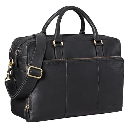 STILORD 'isaac' borsa da lavoro pelle vintage porta pc 13,3 pollici grande ventiquattrore cartella portadocumenti borsa a tracolla per uomo donna cuoio vero, colore: nero