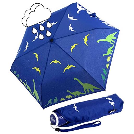 iX-brella mini ombrellone per bambini safety reflex extra leggero, dinosauro, 95 cm