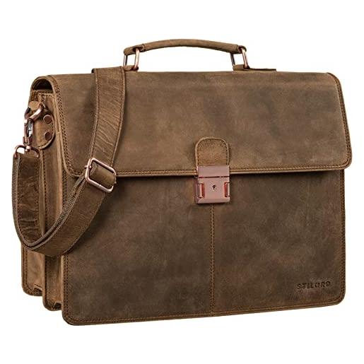 STILORD 'apolonius' borsa ventiquattrore pelle uomo donna business bag vintage portadocumenti borsa a tracolla cuoio, colore: seppia - marrone