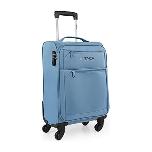 ITACA - valigia 55x40x20 trolley bagaglio a mano. Valigie e trolley per i tuoi viaggi in cabina. Trolley bagaglio a mano. Materiale eva polyester resistente e super leggero 701050, cowboy blu