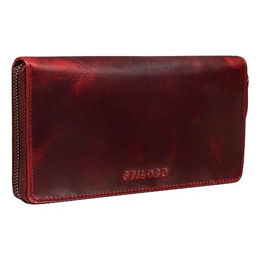STILORD 'emilia' portafoglio in pelle con protezione rfid e nfc in elegante scatola regalo nera, colore: kara - rosso