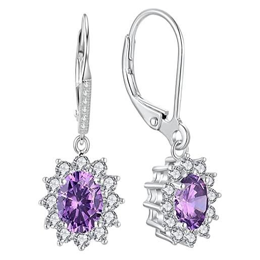 YFN ydn orecchini pietre febbraio argento sterling ametista viola orecchini pendenti goccia regali gioielli per donna
