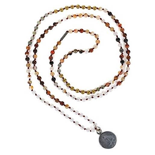 KELITCH collana con perline di agata turchese naturale collana con ciondolo buddha in argento 925 collana con amuleto somdej