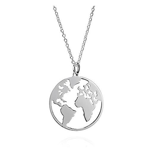 EMPATHY JEWELS ciondolo mondo in argento 925 con catena di 42 cm - collana donna mondo un gioiello originale per la maggior parte dei viaggiatori. 