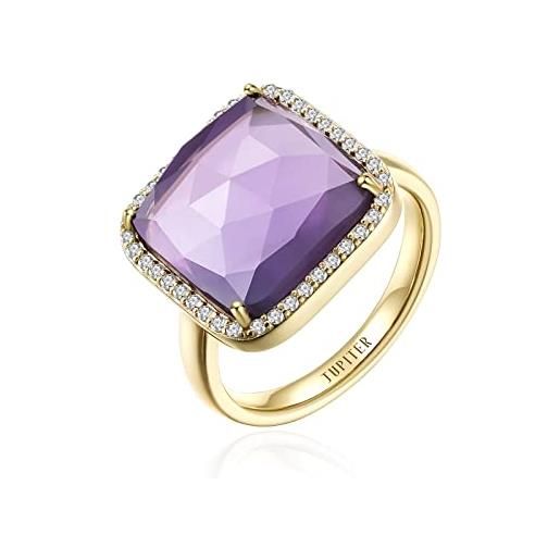 JUPITER anello di pietra di ametista naturale quadrato, anello viola fatto a mano, anello di pietre preziose di promessa dell'anniversario (r-0476feb-g8)