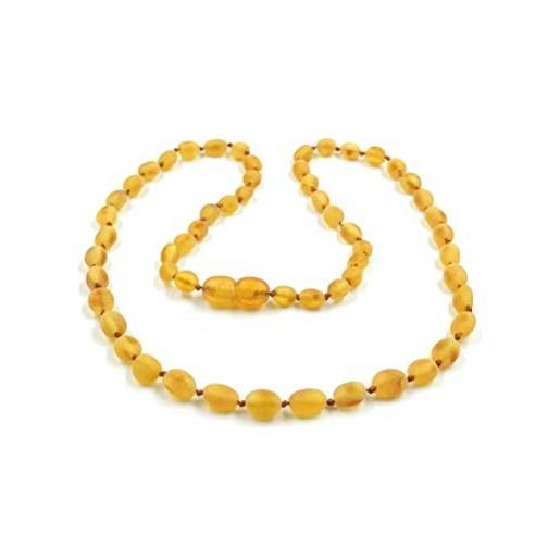 Amber Jewelry Shop vera collana di ambra baltica fatta di perle di ambra naturale non lucidate (46 cm) (butterscotch), ambra, ambra
