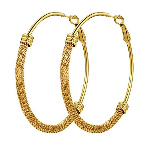 PROSTEEL orecchini oro cerchio grande oro 60mm cerchi orecchie acciaio inossidabile (confezione regalo)