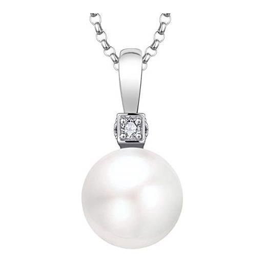 JO WISDOM collana di perla argento 925 donna, ciondolo con catena 11mm perla zirconia cubica aaa